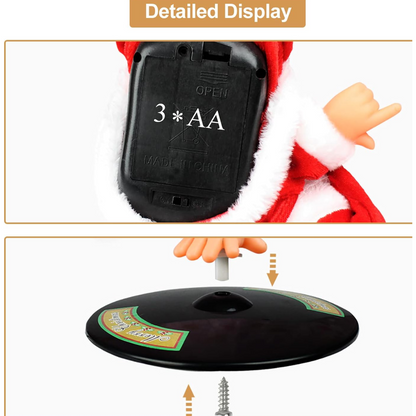 Santa Claus inverted and breakdancing